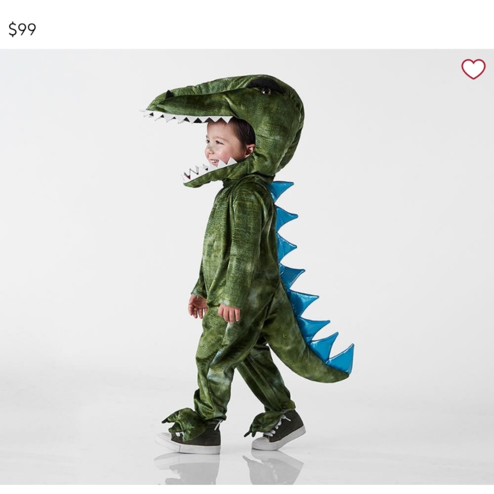Pottery Barn Kids Green Dinosaur Costume with Blue Spikes
